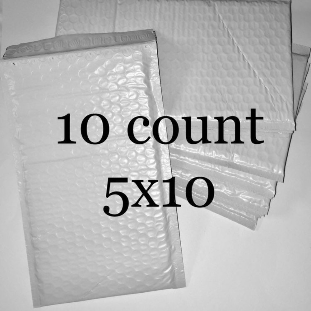 (10) 5x10 White Poly Self Sealing Bubble Mailers